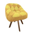 Ver imagem 2 de Poltrona Paloma Escritório Sala Giratória Madeira Suede Mostarda e Suede Amarelo - Dominic Decor