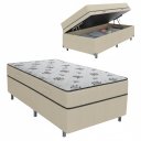 Ver imagem 1 de Cama Box Baú Solteiro Conjugada de Molas Solteiro 0,88x1,88 Poliester:bege