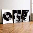 Ver imagem 2 de Kit 3 Quadro Decorativo Música Violão Piano Vinil Moderno 28x20cm