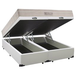 Cama Box Baú King Sintético Bipartido + Colchão Ortobom Airtech Molas Ensacadas 65x193x203 Branco - 6