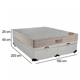 Cama Box Baú King Sintético Bipartido + Colchão Ortobom Airtech Molas Ensacadas 65x193x203 Branco - 3