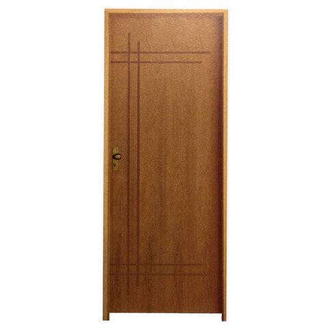 Kit Porta de Madeira Semi-oca Belíssima 9 Rodam Padrão Imbuia - Lado Direito - 2.10 (a) X 0.72 (l)