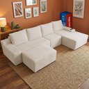 Ver imagem 1 de Sofá Evo 3,40m Molas Ensacadas com Apoio Chaise Lounge Direita Velourê Bege Cama Inbox