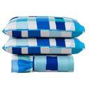 Ver imagem 1 de Kit Cobre Leito Colcha Turin Casal Estampada C/ Babado 400 Fios 3 Peças Xadrez Quadriculado Azul - 1