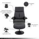 Ver imagem 4 de Kit 3 Poltronas do Papai Elétrica Reclinável Giratória com Apoio de Pés e Massagem Nebraska Pu Preto