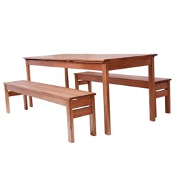Conjunto Mesa e 2 Bancos em Madeira Maciça Ultron  - 2