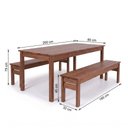 Ver imagem 3 de Conjunto Mesa e 2 Bancos em Madeira Maciça 200cm para Área Externa Rústico Marrom Ultron