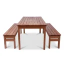 Ver imagem 4 de Conjunto Mesa e 2 Bancos em Madeira Maciça 200cm para Área Externa Rústico Marrom Ultron