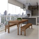 Ver imagem 1 de Conjunto Mesa e 2 Bancos em Madeira Maciça Ultron 