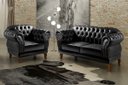 Ver imagem 2 de Conjunto Sofá 2 Lugares e Poltrona Dom Pedro Chesterfield Capitonê - Couríssimo Preto