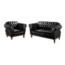 Ver imagem 1 de Conjunto Sofá 2 Lugares e Poltrona Dom Pedro Chesterfield Capitonê - Couríssimo Preto