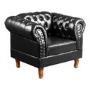 Ver imagem 4 de Conjunto Sofá 2 Lugares e Poltrona Dom Pedro Chesterfield Capitonê - Couríssimo Preto