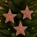 Ver imagem 2 de Kit 3 Estrelas Tridimensional Glitter Arabesco Natal Rosê Gold 9cm - Magizi