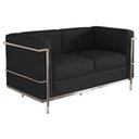 Ver imagem 2 de Sofá Le Corbusier Masculino Lc 1 Lugar Inox Revestido em Couro Ecológico.