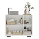 Ver imagem 3 de Gabinete Banheiro 3 Portas 90Cm Multimóveis V5031 Branco/Preto Branco/Preto