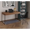 Ver imagem 1 de Escrivaninha Industrial Escritório Malta Amêndoa 137x53cm com 1 Cadeira Eames Eiffel Preta Base Ferr