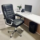 Ver imagem 5 de Cadeira para Escritório Modelo Presidente Couro Sintético Assento com Molas Ensacadas Cor Preto