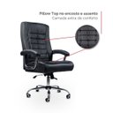 Ver imagem 4 de Cadeira para Escritório Modelo Presidente Couro Sintético Assento com Molas Ensacadas Cor Preto
