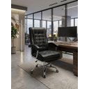 Ver imagem 1 de Cadeira para Escritório Modelo Presidente Couro Sintético Assento com Molas Ensacadas Cor Preto