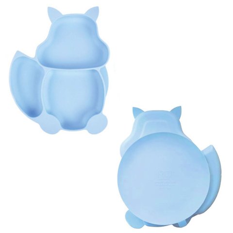 Prato Infantil Silicone 3 Divisórias Alimentação C/ Ventosa Azul