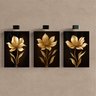 Kit 3 Quadro Decorativo Sala Flores Floral Dourado Gold 4k Qualidade Premium Luxo 40x28cm - 2