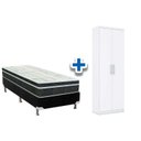 Ver imagem 1 de Cama Box Solteiro CRC + Bonnel Orthoflex 78 + Armário Multiuso Margarida Branco
