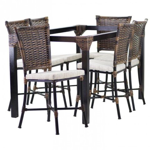Conjunto 6 Cadeiras Angra e Mesa de Jantar Haiti em Alumínio com Pintura Eletroestática Tabaco