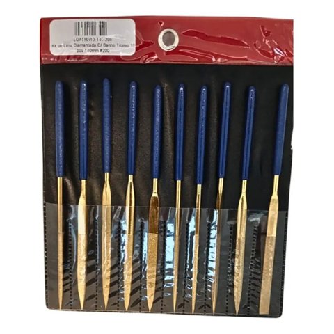Kit de Lima Diamantada c/ Banho Titanio 10 Pcs 140 mm #200