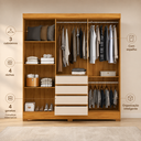 Ver imagem 3 de Guarda-Roupa Casal 6 Portas 4 Gavetas com Espelho Opera Cinamomo Off White Demobile