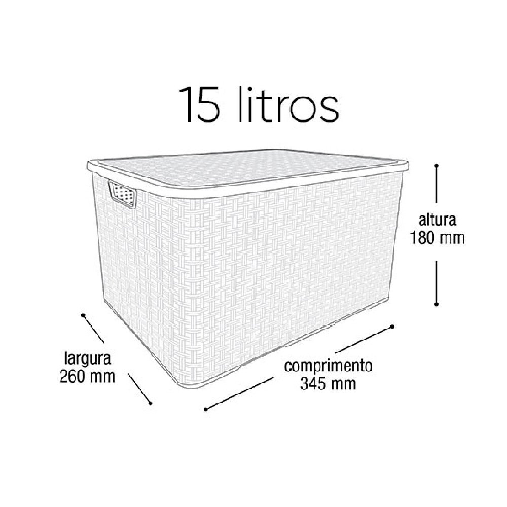 Caixa Organizadora Rattan com Tampa 15 Litros Arqplast Branca - 2