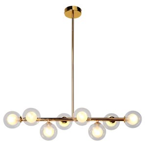 Pendente Molecular Dourado com Globos Transparente 77cm 8g9 Paris Luz
