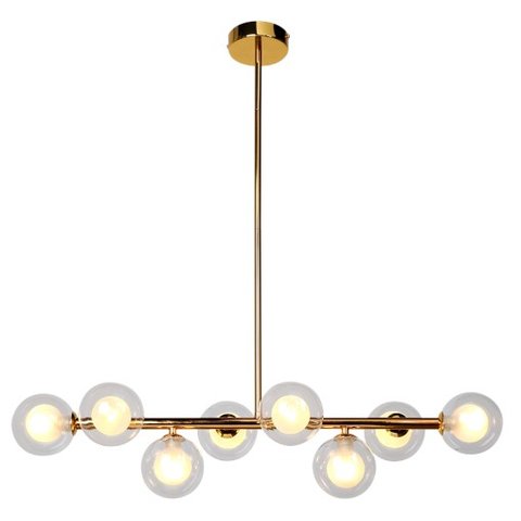 Pendente Molecular Dourado com Globos Transparente 77cm 8g9 Paris Luz