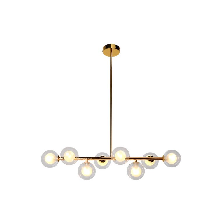 Pendente Molecular Dourado com Globos Transparente 77cm 8g9 Paris Luz