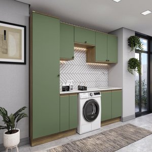 Lavanderia Modulada Kappesberg Celeste 7 Peças Nogueira/verde 230cm
