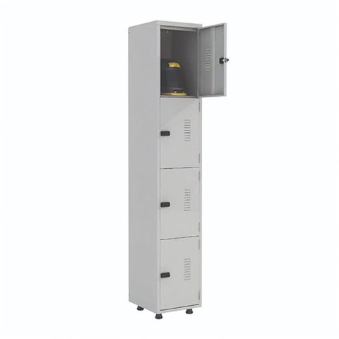 Armário Roupeiro Aço 4 Portas Guarda Volume Ea701 Cinza