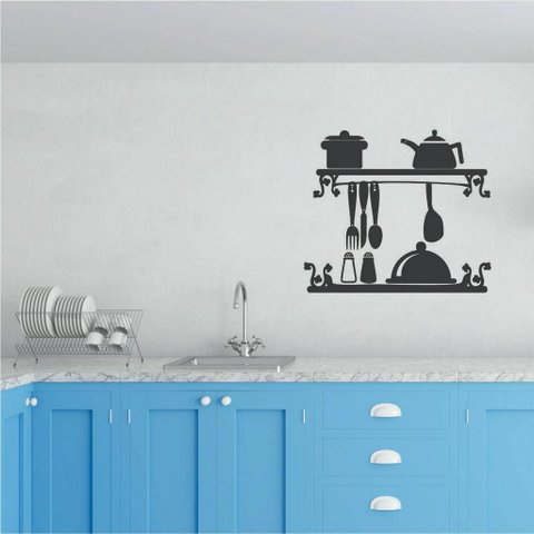 Adesivo de Parede Decorativo Cozinha Talheres e Panelas