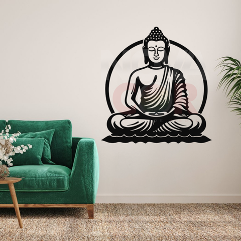 Adesivo de Parede Silhueta Buda Meditação Decorativo - 46x50cm