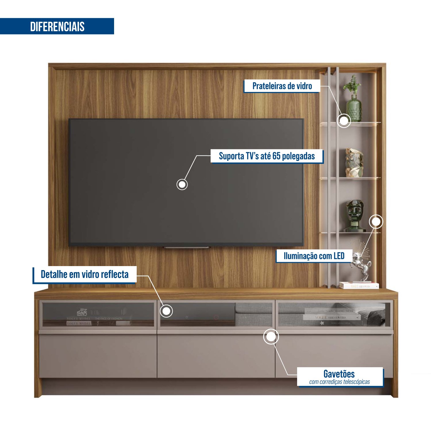 Estante Home para TV até 65 Polegadas Vectro  - 4