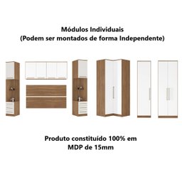 Guarda Roupa Dormitório Modulado Irlanda Casal/queen Canto - Amêndola Touch e Branco - Roupeiro Demo - 5