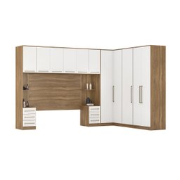 Guarda Roupa Dormitório Modulado Irlanda Casal/queen Canto - Amêndola Touch e Branco - Roupeiro Demo - 3