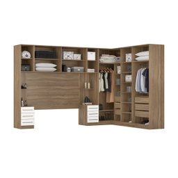 Guarda Roupa Dormitório Modulado Irlanda Casal/queen Canto - Amêndola Touch e Branco - Roupeiro Demo - 2