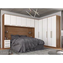 Guarda Roupa Dormitório Modulado Irlanda Casal/queen Canto - Amêndola Touch e Branco - Roupeiro Demo - 1