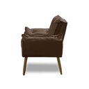 Ver imagem 4 de Poltrona para Sala Decorativa Opala Pés Madeira Suede Marrom Império Decor