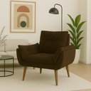 Ver imagem 2 de Poltrona para Sala Decorativa Opala Pés Madeira Suede Marrom Império Decor