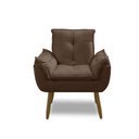 Ver imagem 3 de Poltrona para Sala Decorativa Opala Pés Madeira Suede Marrom Império Decor