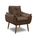 Ver imagem 1 de Poltrona para Sala Decorativa Opala Pés Madeira Suede Marrom Império Decor
