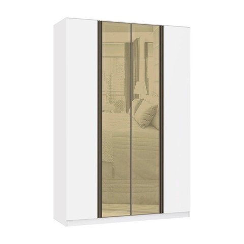 Guarda Roupa 4 Portas 3 Gavetas 159,2 Cm com Vidro Reflecta Bronze Prime Luciane Móveis