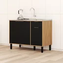 Ver imagem 1 de Balcão 120cm 3 Portas Thalita Yescasa Marrom/Nogal Manchester/Preto