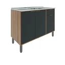 Ver imagem 3 de Balcão 120cm 3 Portas Thalita Yescasa Marrom/Nogal Manchester/Preto