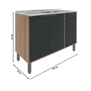 Ver imagem 4 de Balcão 120cm 3 Portas Thalita Yescasa Marrom/Nogal Manchester/Preto